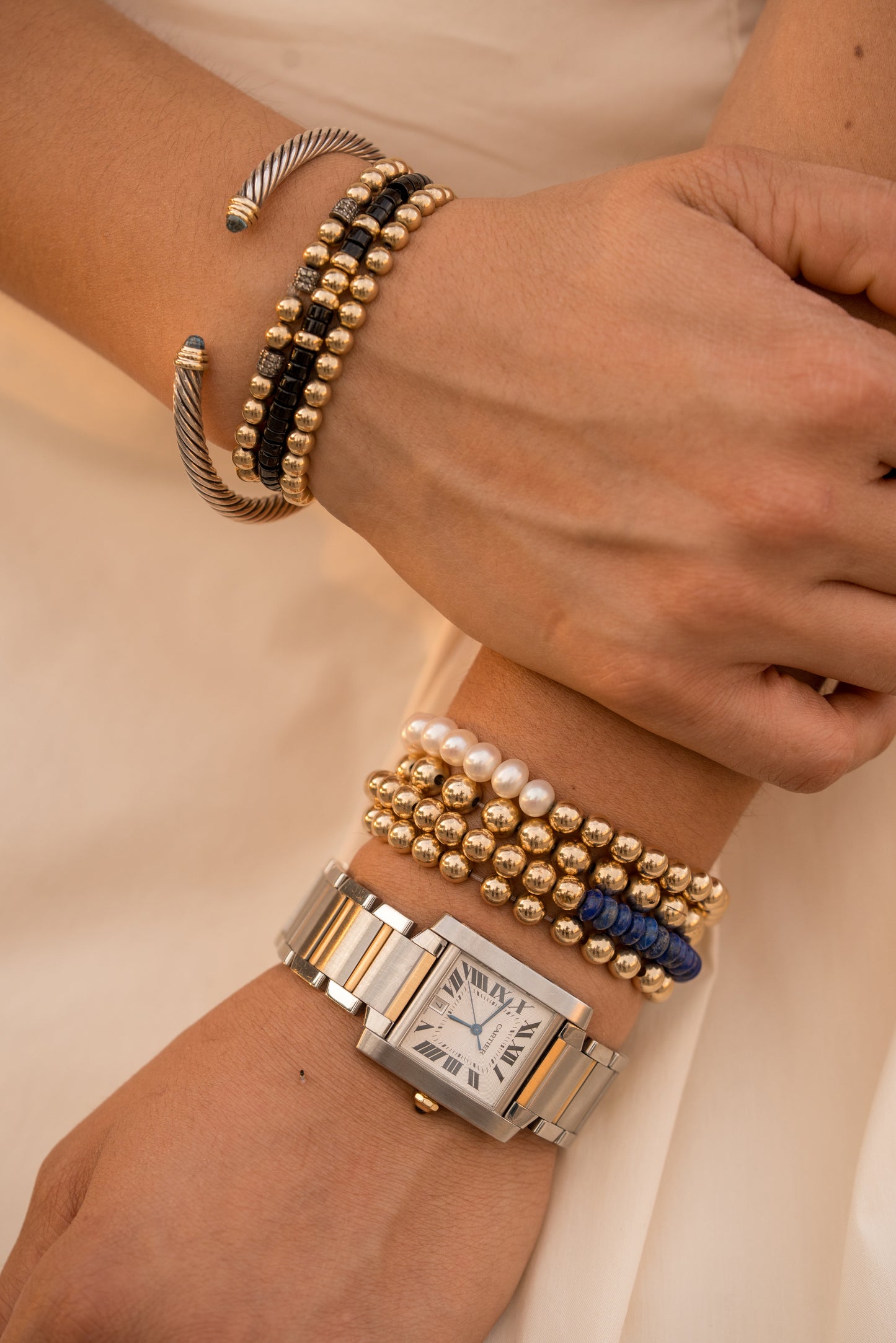 Onyx Rondelle & Gold Beads