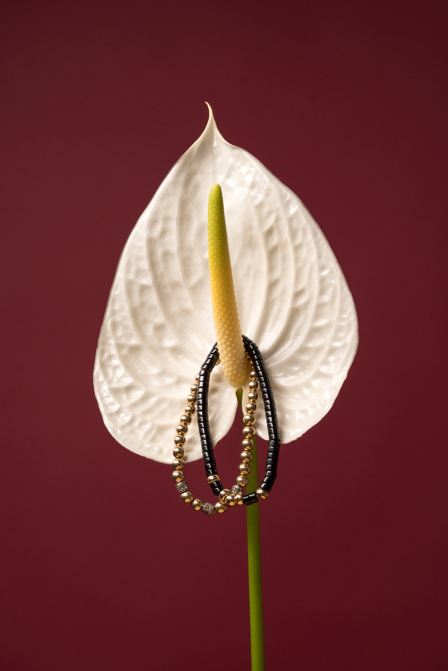 Onyx Rondelle & Gold Beads