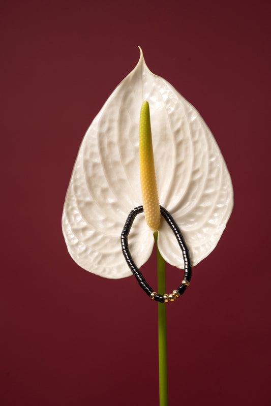 Onyx Rondelle & Gold Beads