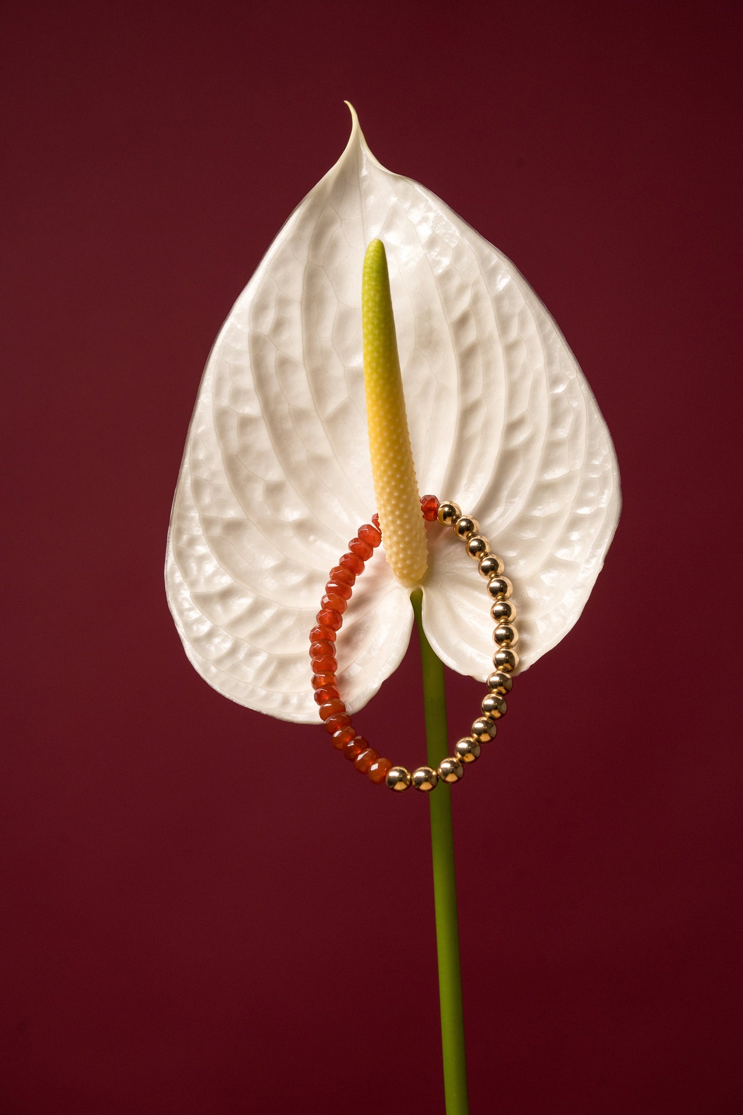 Red Agate & Gold Beads
