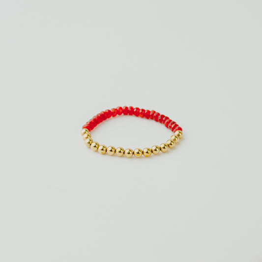 Red Agate & Gold Beads